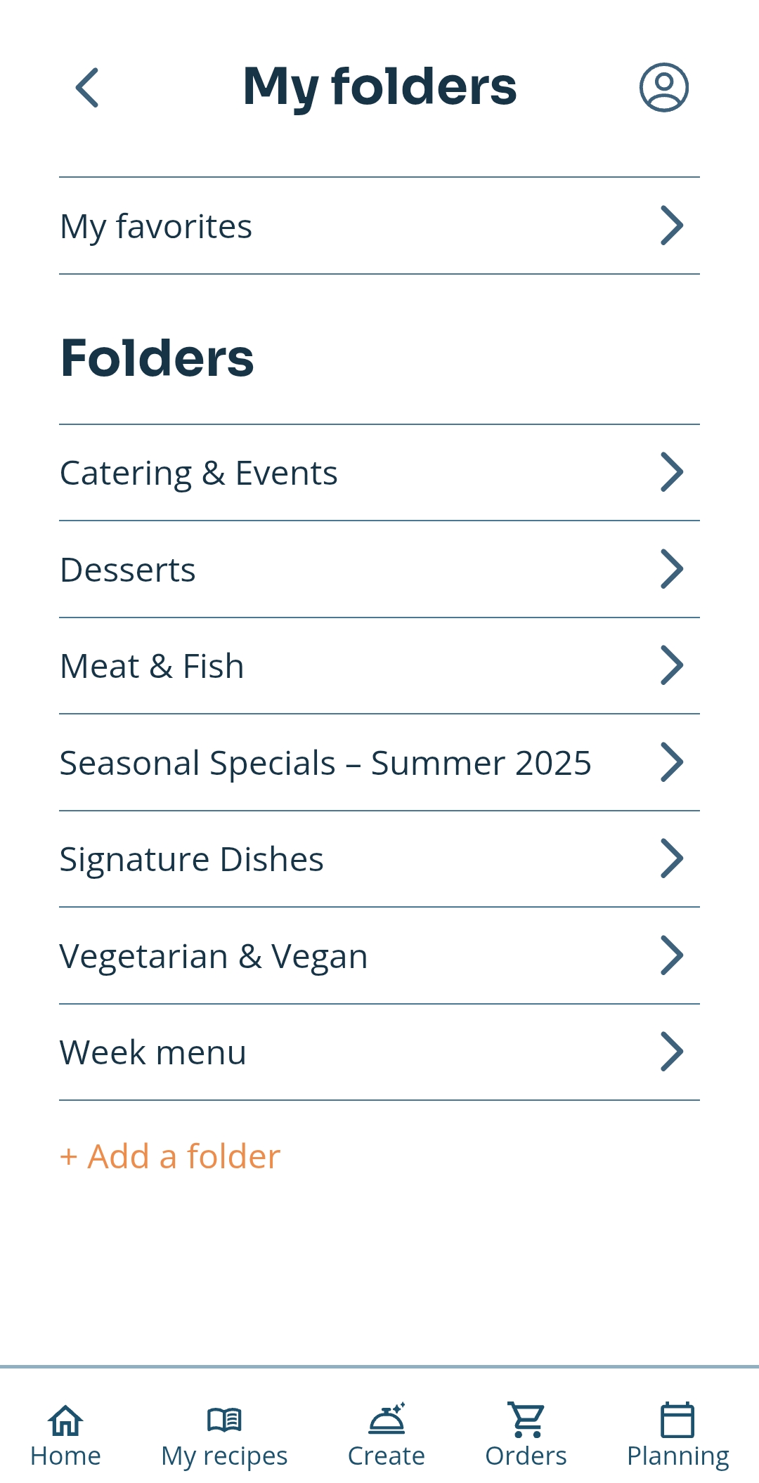 GastronomIA recipe folders